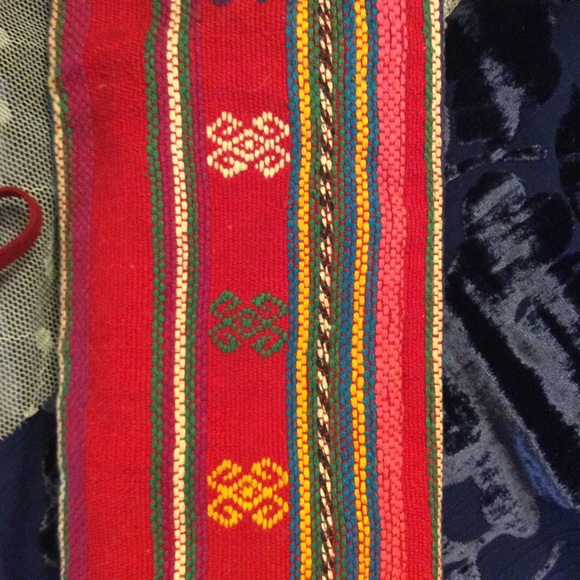 South American Crossbody bag vtg Peru hand woven cotton OOAK Long strap Small - Picture 2 of 4